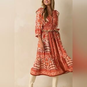 NWT entro Bohemian Multi Floral Print Maxi Dress